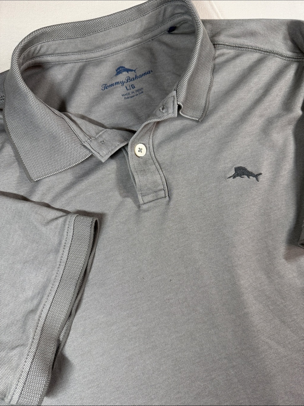Tommy Bahama Polo Shirt Supima Cotton Pique Gray Resort Mens L